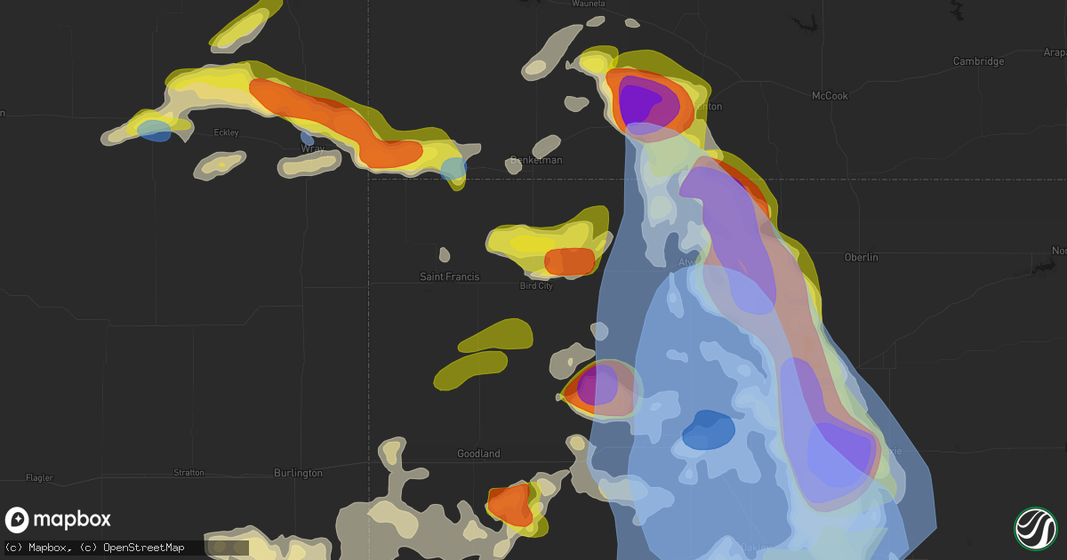 Hail map in Bird City, KS on June 20, 2026