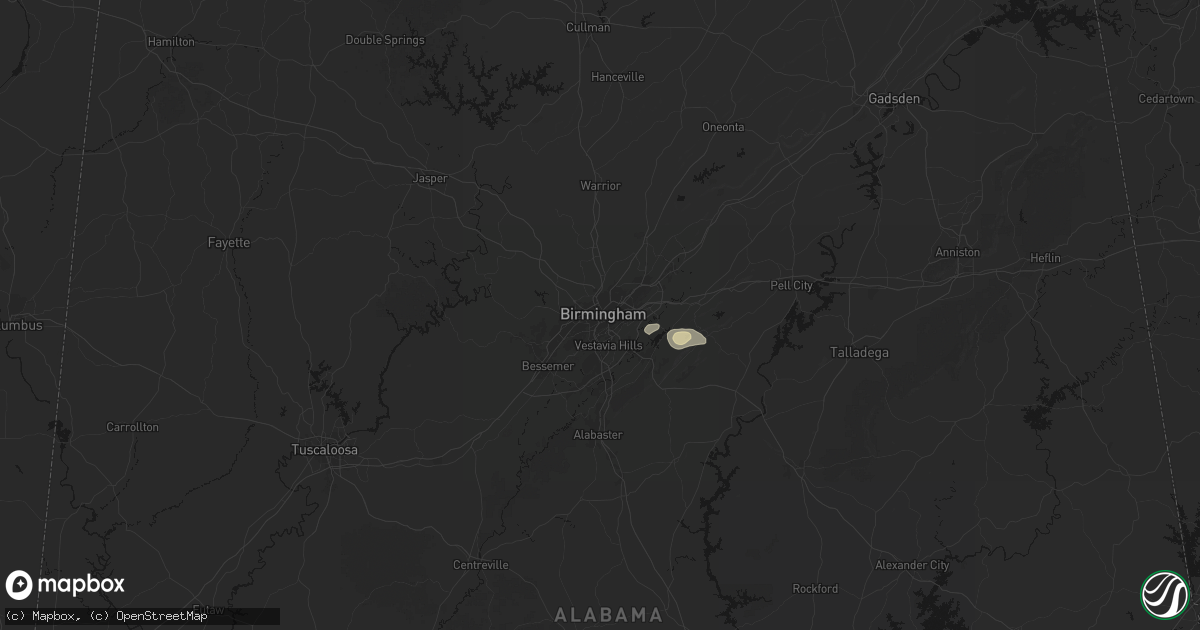 Hail map in Birmingham, AL on June 20, 2026