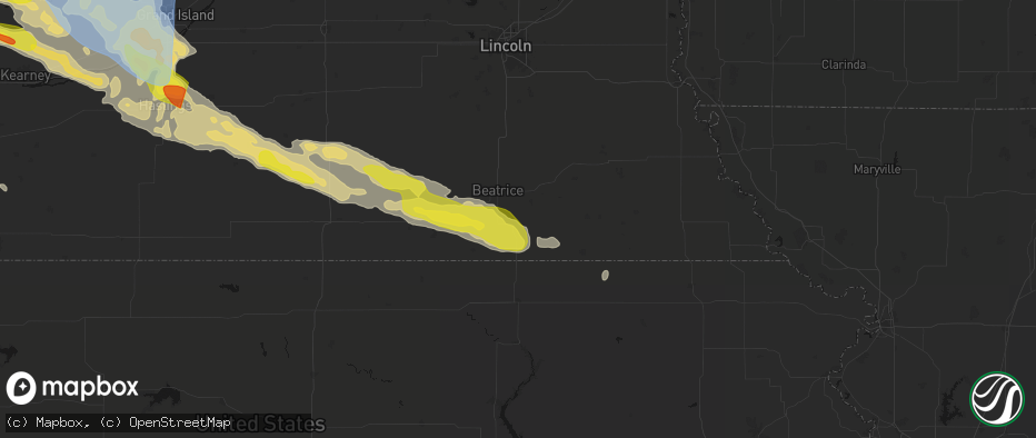 Hail map in Blue Springs, NE on June 20, 2026