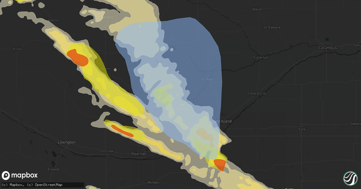 Hail map in Boelus, NE on June 20, 2026