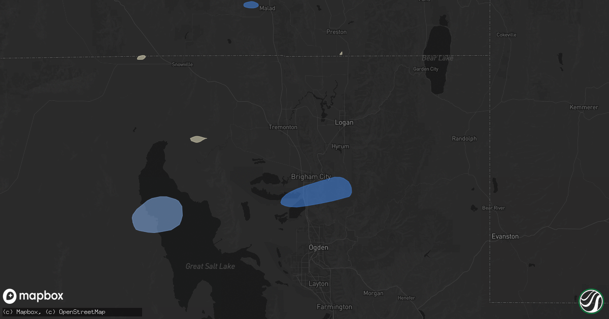 Hail map in Brigham City, UT on June 20, 2026