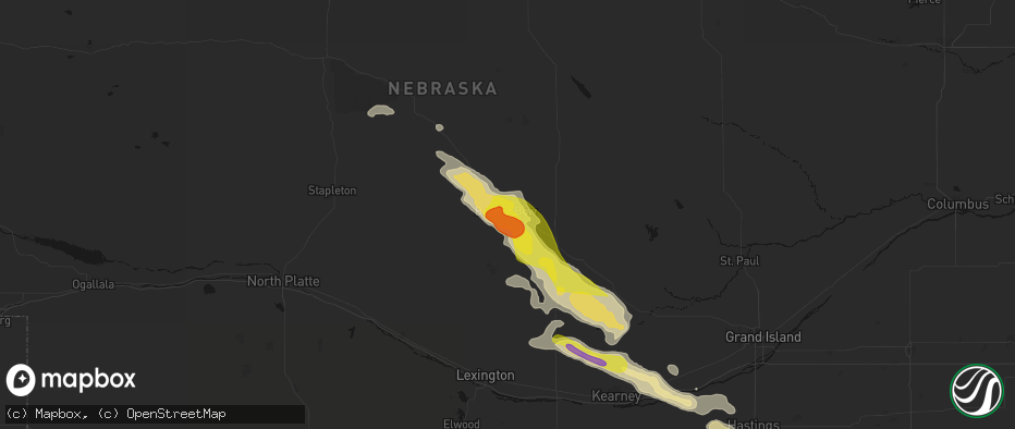 Hail map in Broken Bow, NE on June 20, 2026
