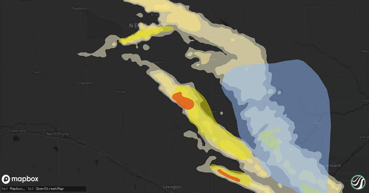 Hail map in Broken Bow, NE on June 20, 2026