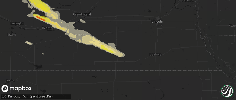 Hail map in Bruning, NE on June 20, 2026