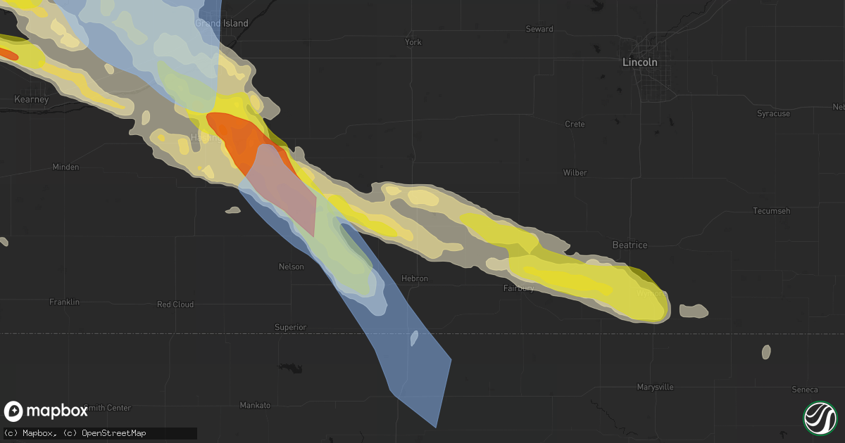 Hail map in Bruning, NE on June 20, 2026