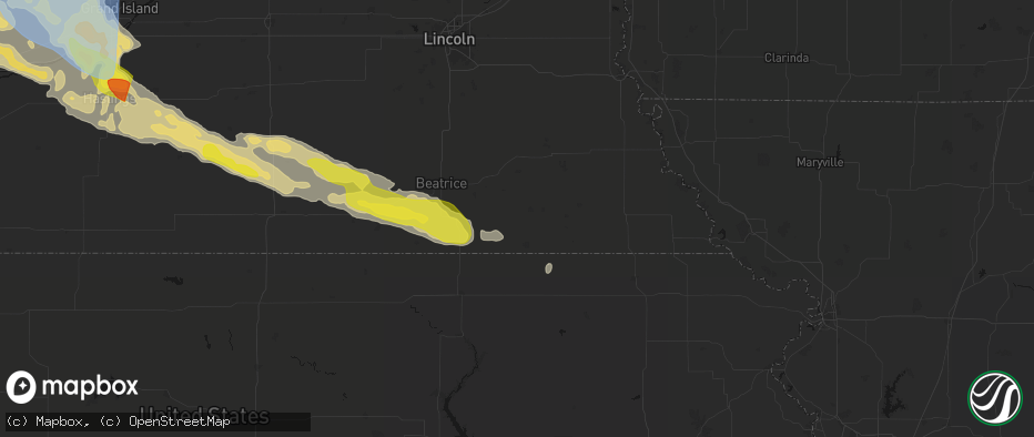 Hail map in Burchard, NE on June 20, 2026