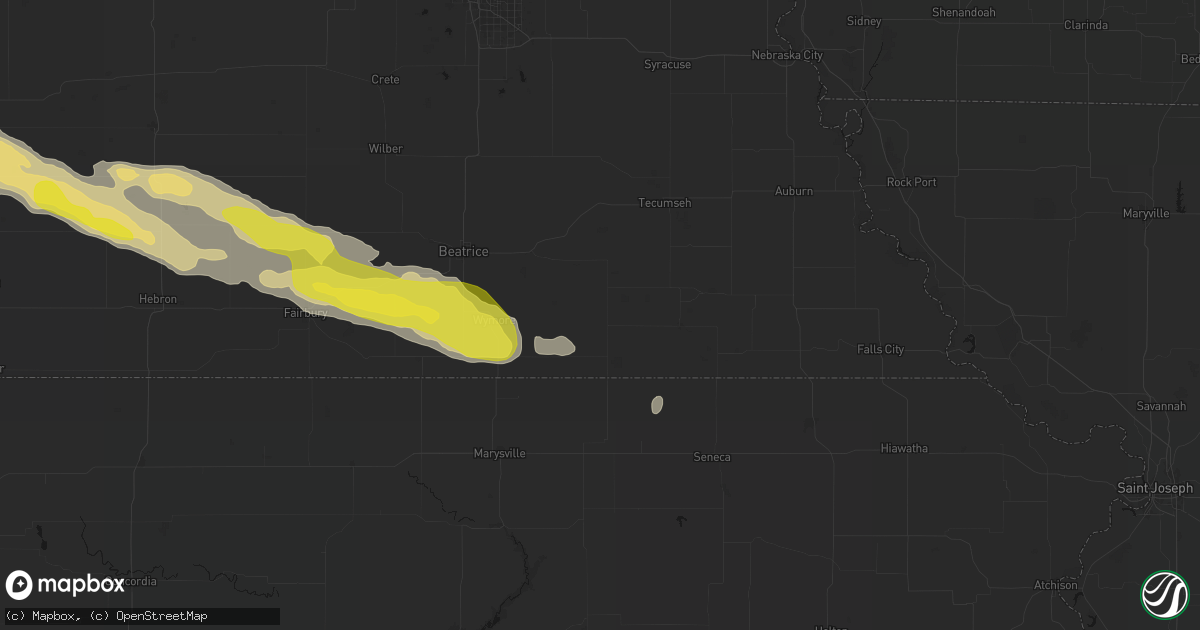 Hail map in Burchard, NE on June 20, 2026