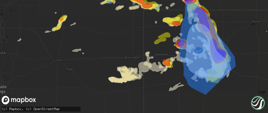 Hail map in Burlington, CO on June 20, 2026