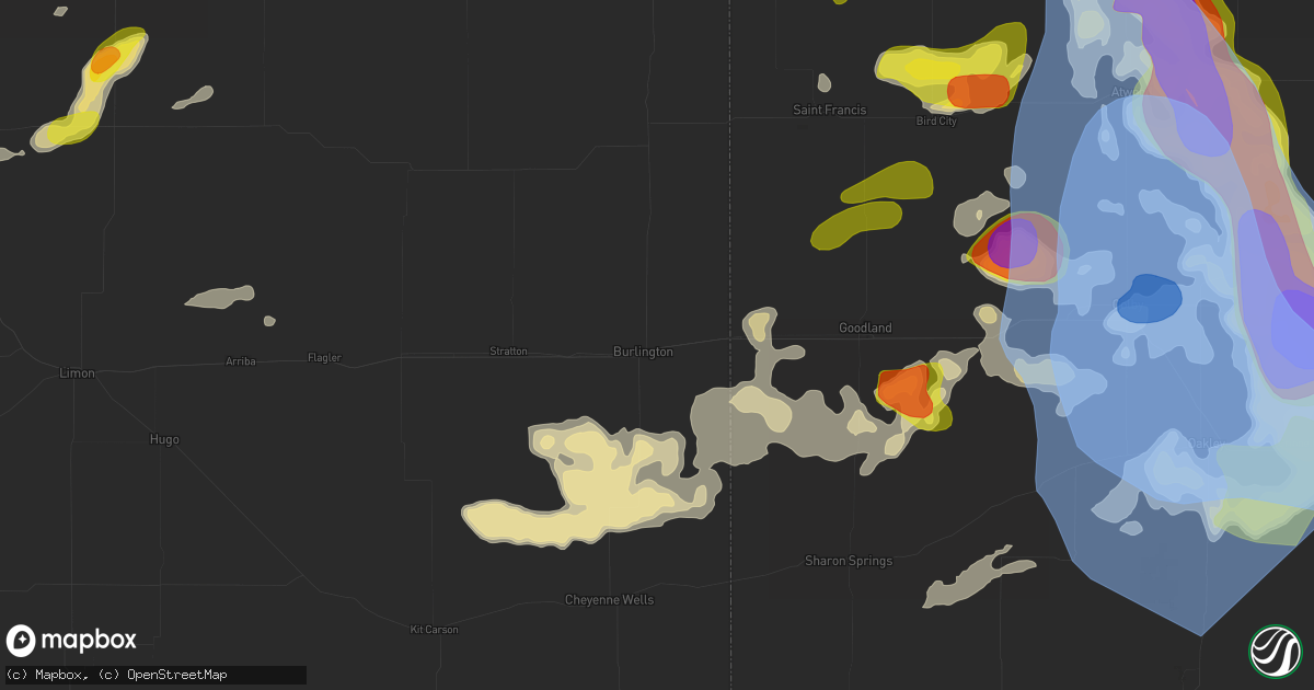 Hail map in Burlington, CO on June 20, 2026