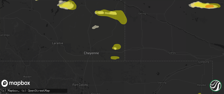 Hail map in Burns, WY on June 20, 2026