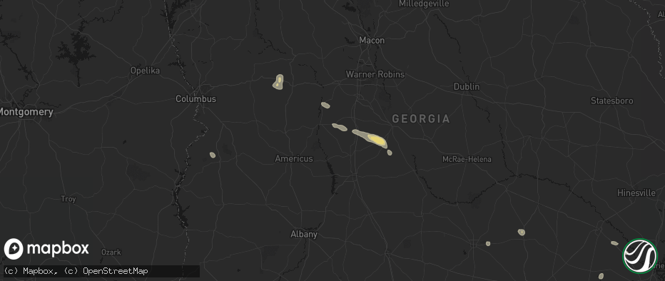Hail map in Byromville, GA on June 20, 2026