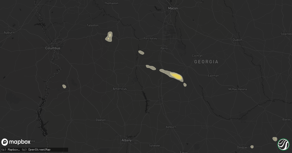 Hail map in Byromville, GA on June 20, 2026