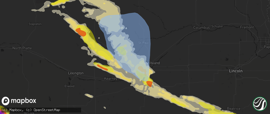 Hail map in Cairo, NE on June 20, 2026