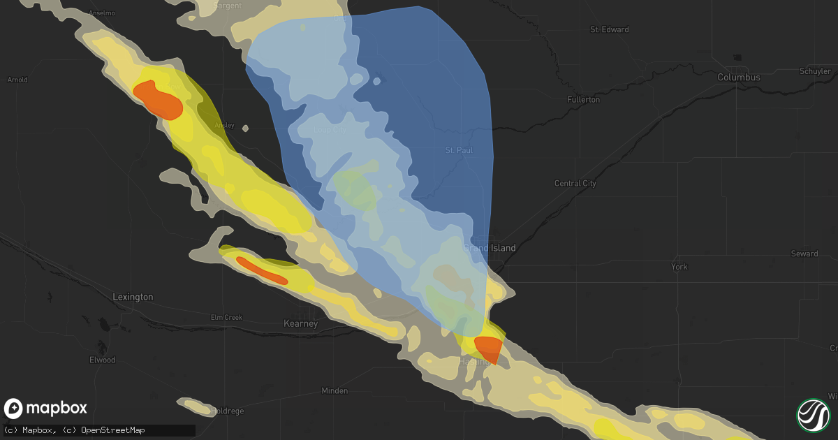 Hail map in Cairo, NE on June 20, 2026