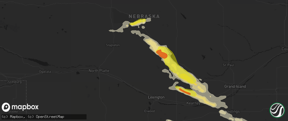 Hail map in Callaway, NE on June 20, 2026