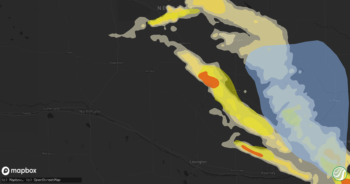 Hail map in Callaway, NE on June 20, 2026