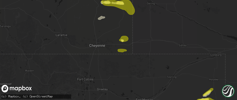 Hail map in Carpenter, WY on June 20, 2026