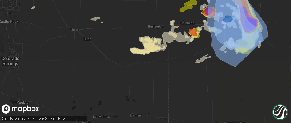 Hail map in Cheyenne Wells, CO on June 20, 2026