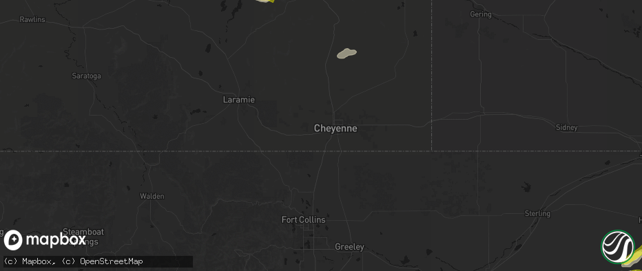 Hail map in Cheyenne, WY on June 20, 2026
