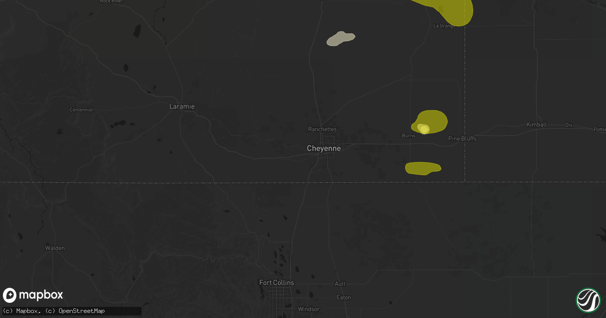Hail map in Cheyenne, WY on June 20, 2026