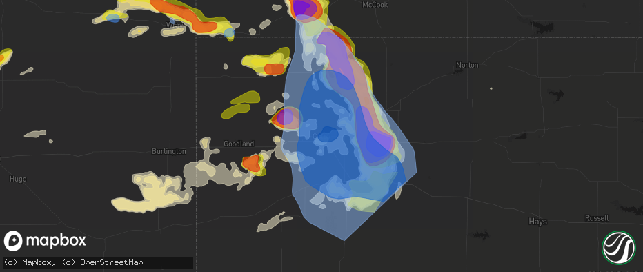 Hail map in Colby, KS on June 20, 2026