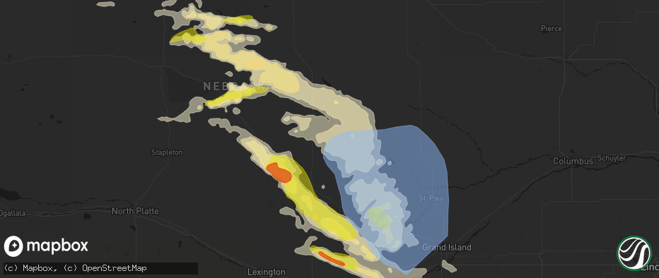 Hail map in Comstock, NE on June 20, 2026