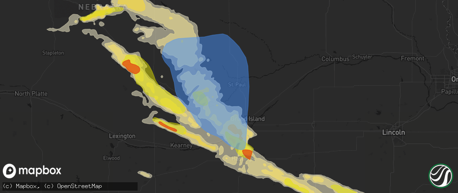 Hail map in Dannebrog, NE on June 20, 2026