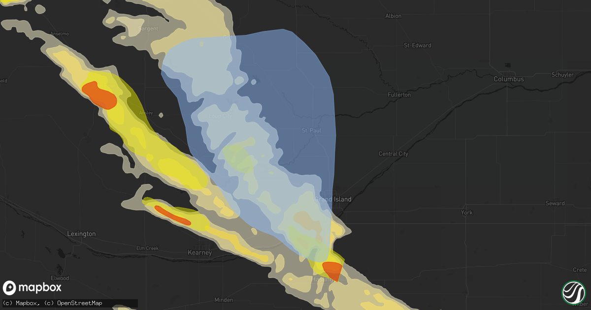 Hail map in Dannebrog, NE on June 20, 2026