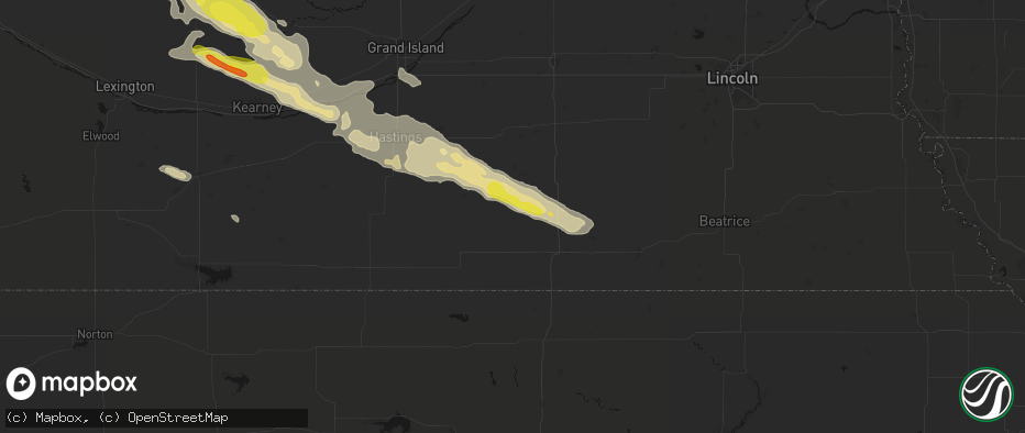 Hail map in Davenport, NE on June 20, 2026