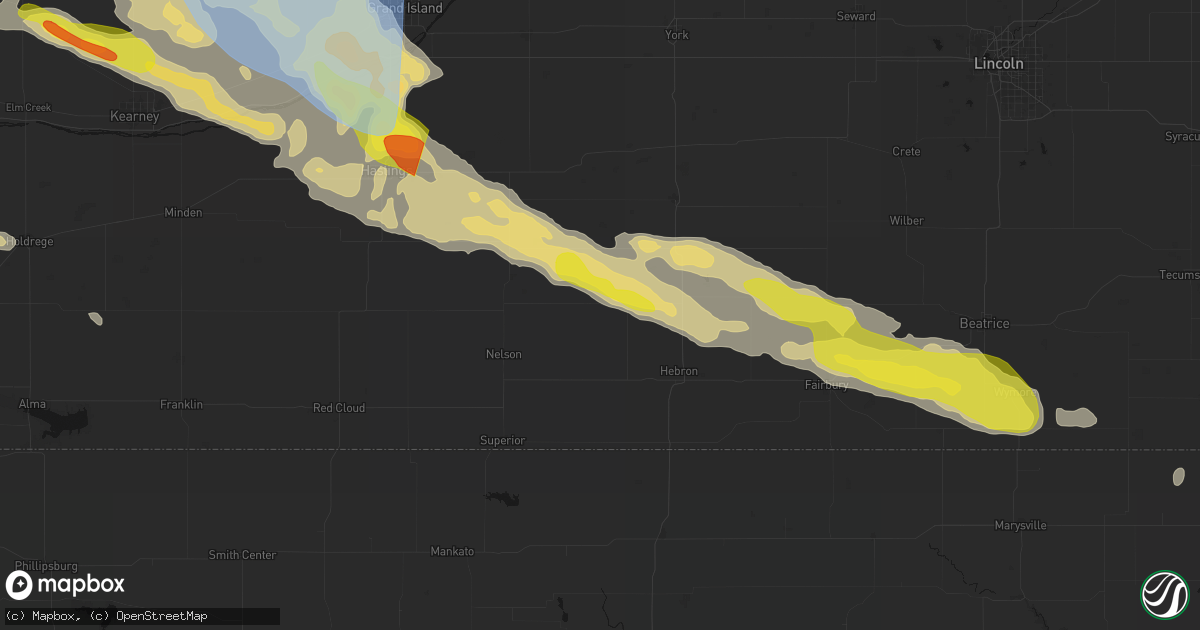 Hail map in Davenport, NE on June 20, 2026
