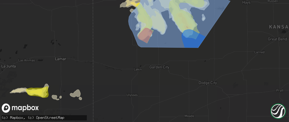 Hail map in Deerfield, KS on June 20, 2026