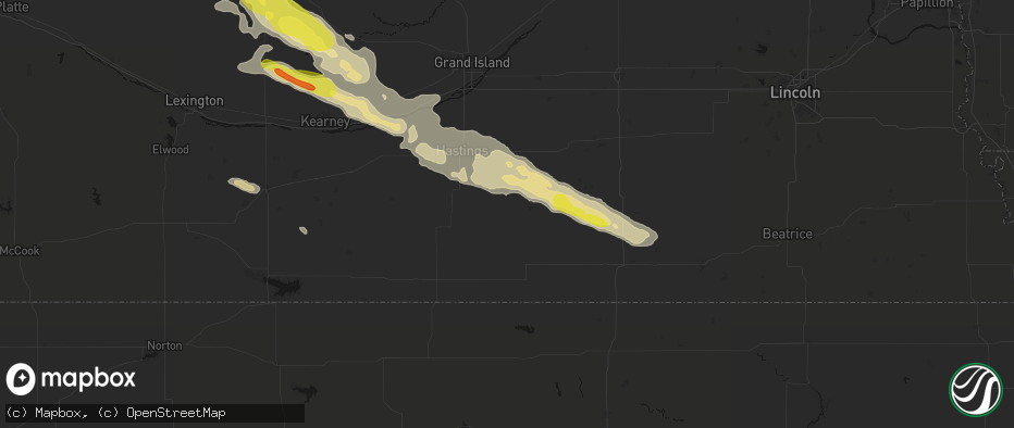 Hail map in Deweese, NE on June 20, 2026