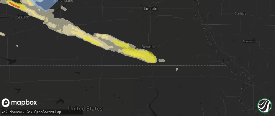 Hail map in Diller, NE on June 20, 2026