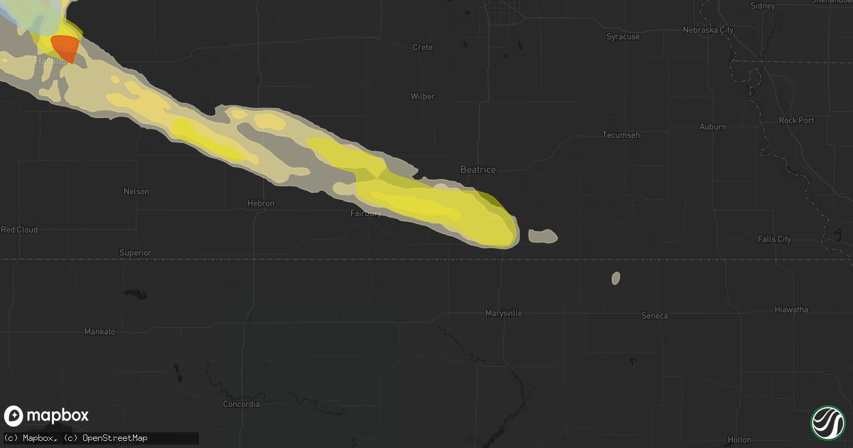 Hail map in Diller, NE on June 20, 2026