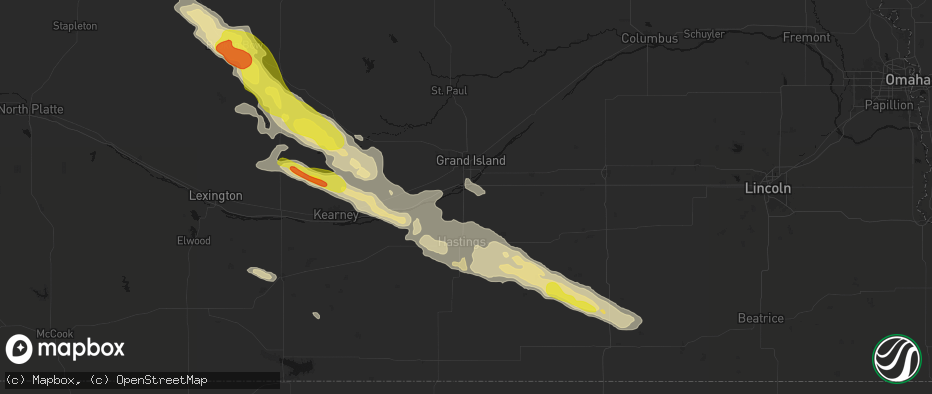 Hail map in Doniphan, NE on June 20, 2026