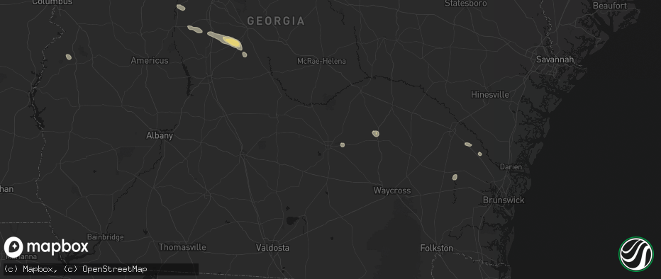 Hail map in Douglas, GA on June 20, 2026