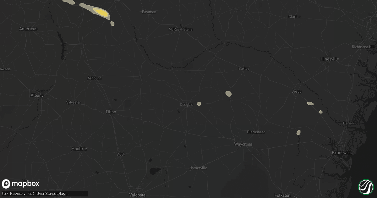 Hail map in Douglas, GA on June 20, 2026