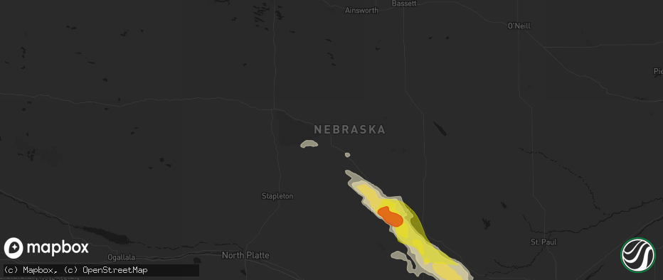 Hail map in Dunning, NE on June 20, 2026