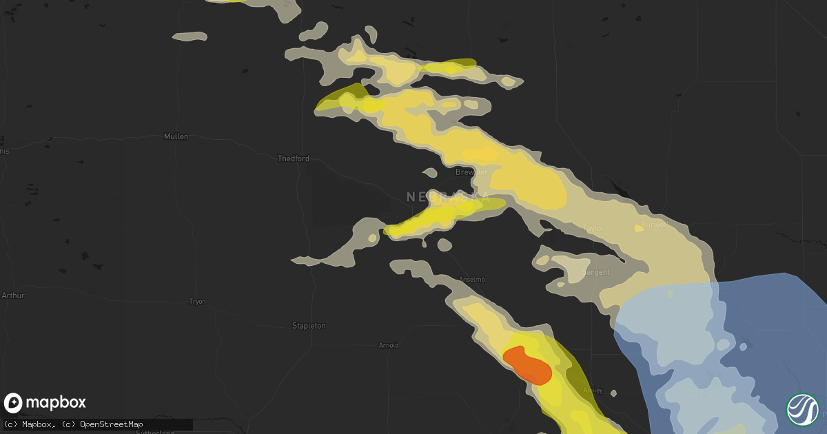 Hail map in Dunning, NE on June 20, 2026