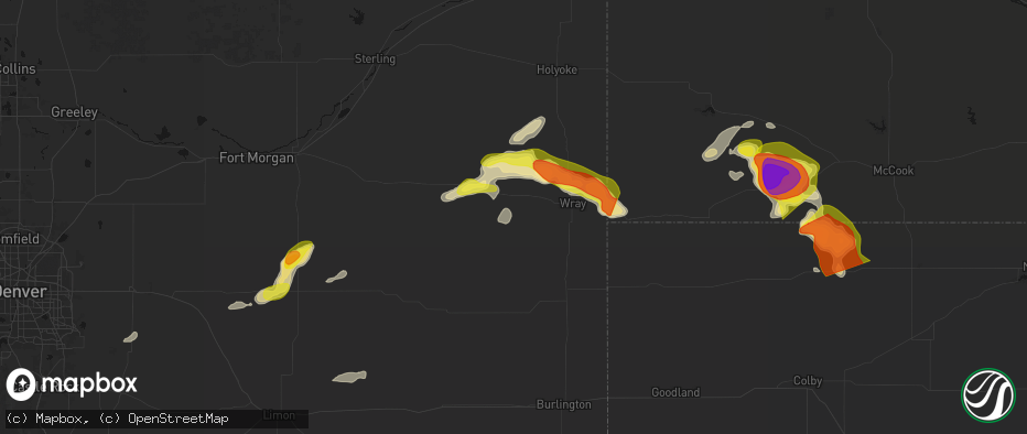Hail map in Eckley, CO on June 20, 2026