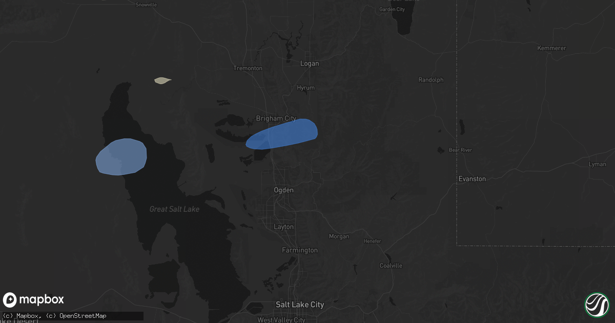 Hail map in Eden, UT on June 20, 2026