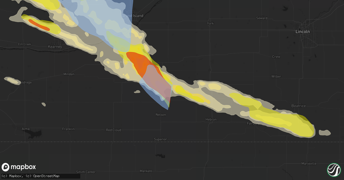 Hail map in Edgar, NE on June 20, 2026
