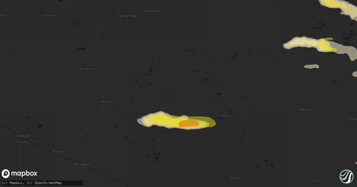 Hail map in Ellsworth, NE on June 20, 2026