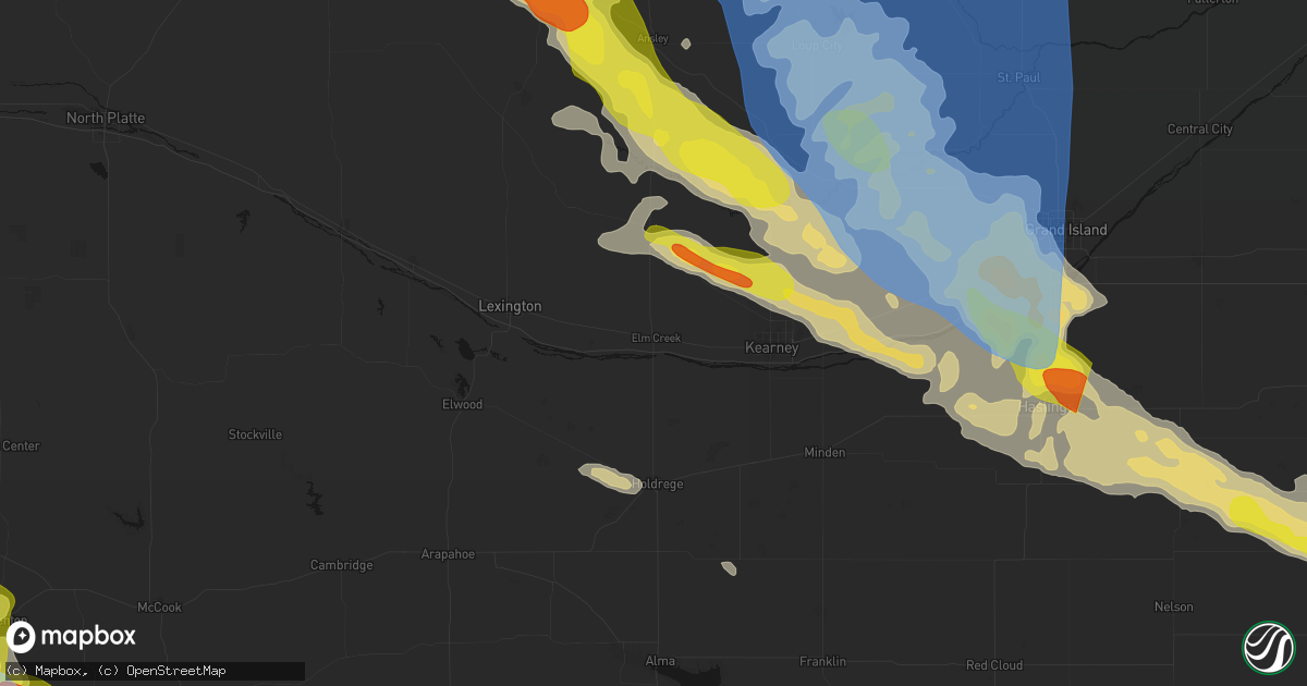 Hail map in Elm Creek, NE on June 20, 2026