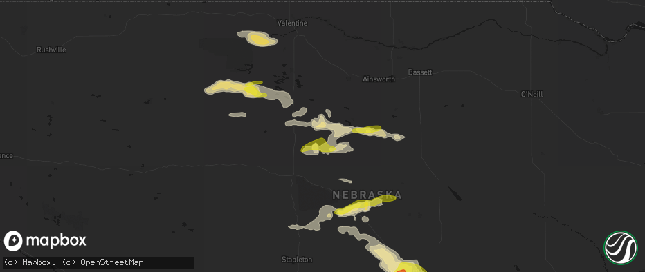 Hail map in Elsmere, NE on June 20, 2026