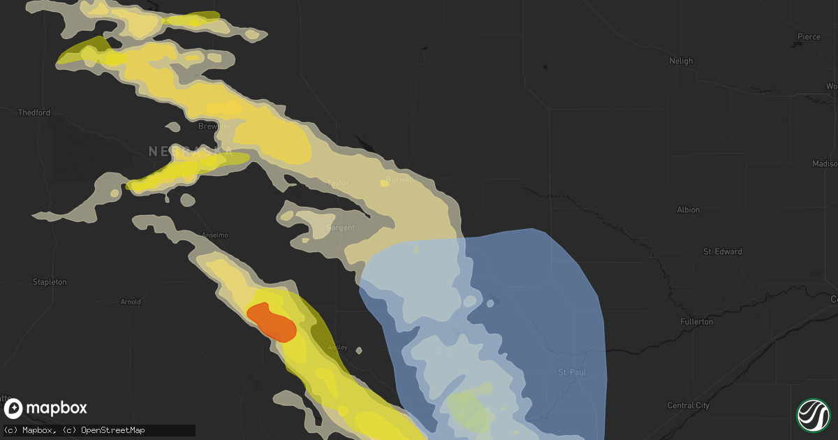 Hail map in Elyria, NE on June 20, 2026