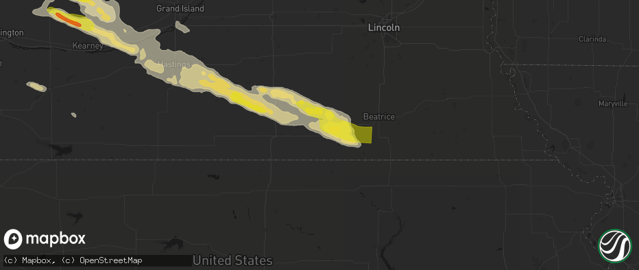 Hail map in Fairbury, NE on June 20, 2026