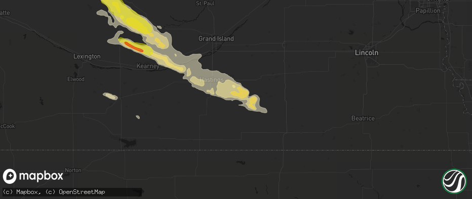 Hail map in Fairfield, NE on June 20, 2026