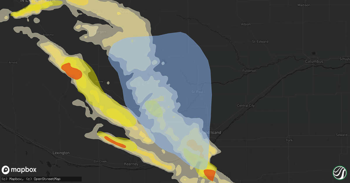 Hail map in Farwell, NE on June 20, 2026