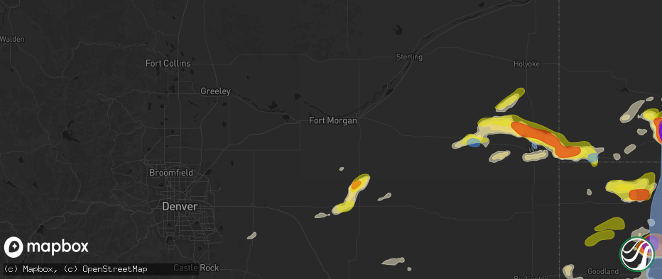 Hail map in Fort Morgan, CO on June 20, 2026